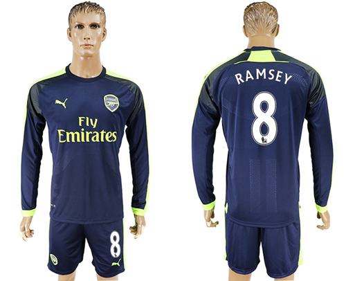 Arsenal #8 Ramsey Sec Away Long Sleeves Soccer Club Jersey - Click Image to Close
